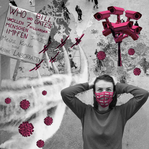 Collage mit Verschwörungsmythen